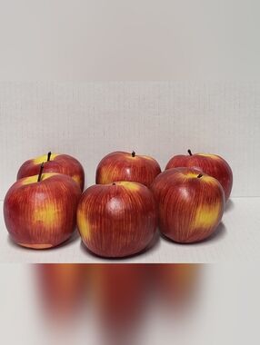 Realistic Red & Yellow Decorative Apples - Set of 6
